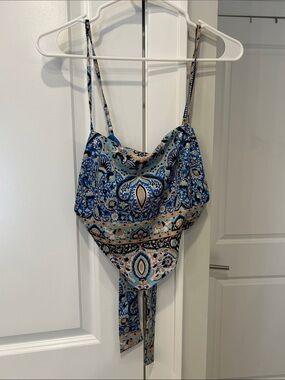 Lulu's Blue Paisley Cowl Crop Top